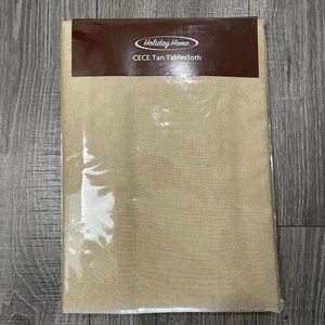 NIP Oblong CECE Tan Tablecloth by Holiday Home 60" x 102" Oblong Rectangle Table